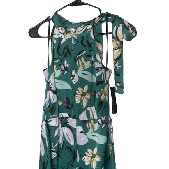 Maggy London Green Floral Tie Neck Halter Dress size 2 - Picture 4 of 7